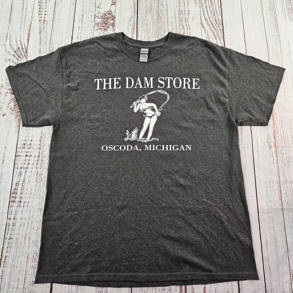 Dam Store‎ Oscoda MI Gray Short Sleeve Cotton Blend T-Shirt Men's XL